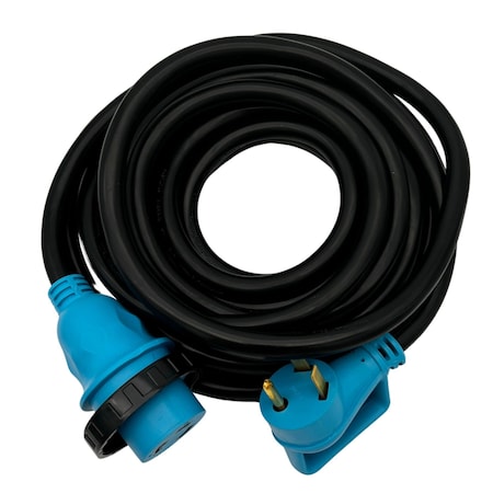 Connecticut Electric STW Extension Cord, 10 AWG, Indoor/Outdoor, 10/3, 1 Outlets, L5-30R, Black/Blue, Nylon, TT-30P HEPC3030SFE